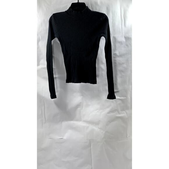 BRANDY MELVILLE Women's Black Rib Knit Long Sleeve Turtleneck Top SZ OS - Picture 1 of 9
